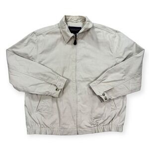 Roundtree & Yorke Harrington Jacket Men's Large Beige Full Zip Plaid Lined Coat